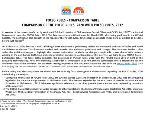 the protection of childrens from sexual offences (POCSO)rules2020-a comparative look